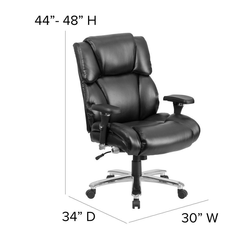 24/7 Intensive Use Big & Tall 400 lb. Rated High Back Black LeatherSoft Executive Lumbar Ergonomic Office Chair and Tufted Headrest & Back. Picture 2