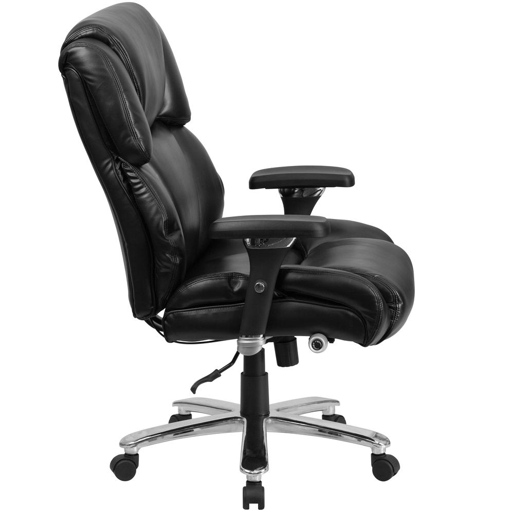24/7 Intensive Use Big & Tall 400 lb. Rated High Back Black LeatherSoft Executive Lumbar Ergonomic Office Chair and Tufted Headrest & Back. Picture 3