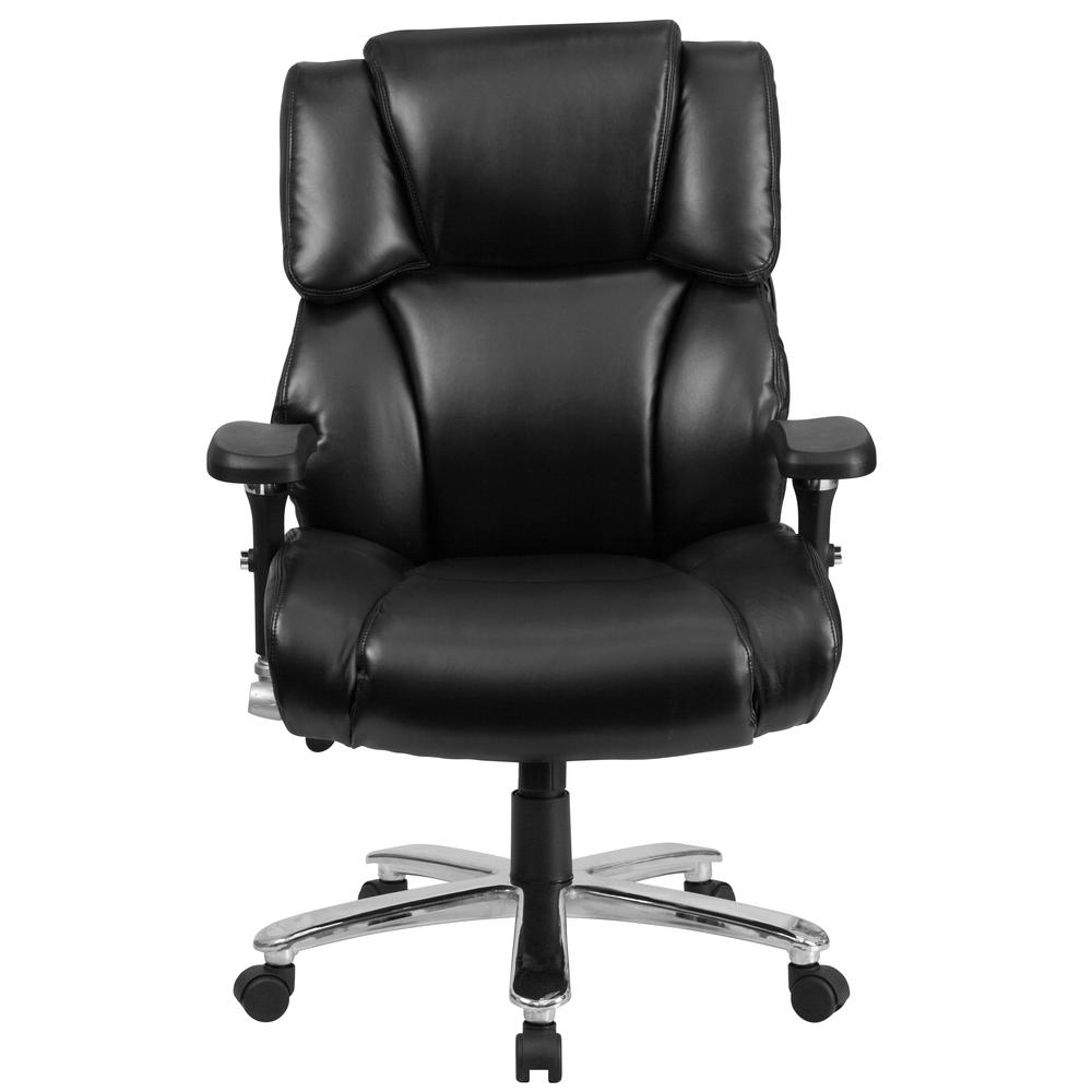 24/7 Intensive Use Big & Tall 400 lb. Rated High Back Black LeatherSoft Executive Lumbar Ergonomic Office Chair and Tufted Headrest & Back. Picture 5