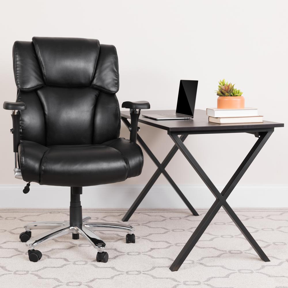 24/7 Intensive Use Big & Tall 400 lb. Rated High Back Black LeatherSoft Executive Lumbar Ergonomic Office Chair and Tufted Headrest & Back. Picture 7