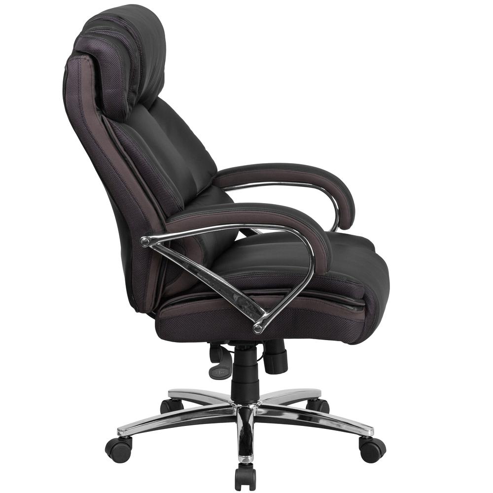Big & Tall 500 lb. Rated Black LeatherSoft Executive Swivel Ergonomic Office Chair with Chrome Base and Arms. Picture 2