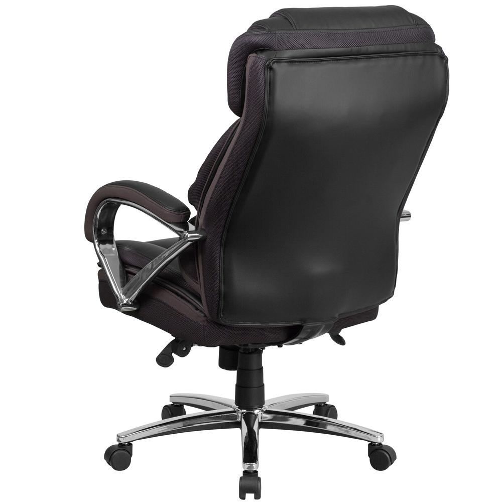 Big & Tall 500 lb. Rated Black LeatherSoft Executive Swivel Ergonomic Office Chair with Chrome Base and Arms. Picture 3