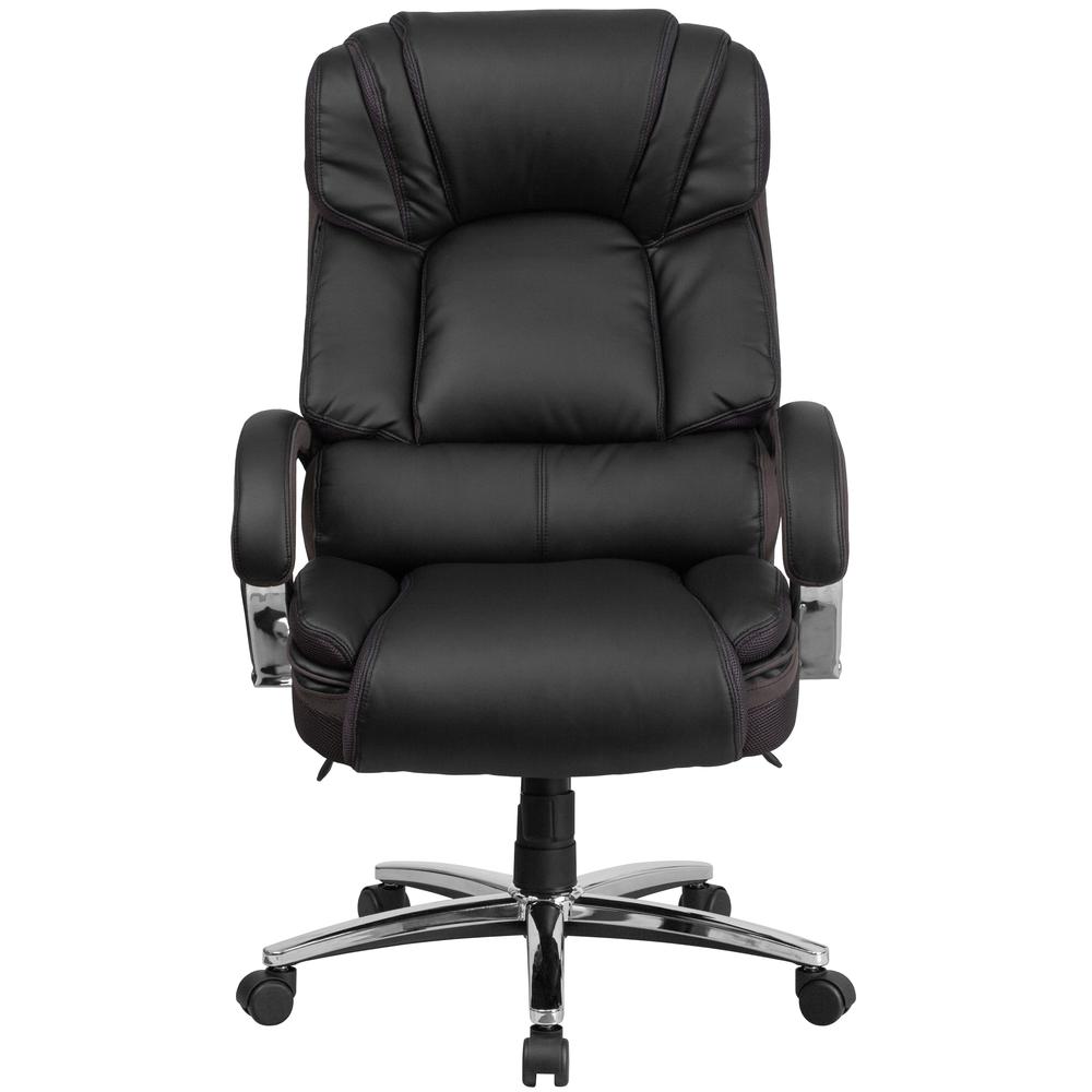 Big & Tall 500 lb. Rated Black LeatherSoft Executive Swivel Ergonomic Office Chair with Chrome Base and Arms. Picture 4