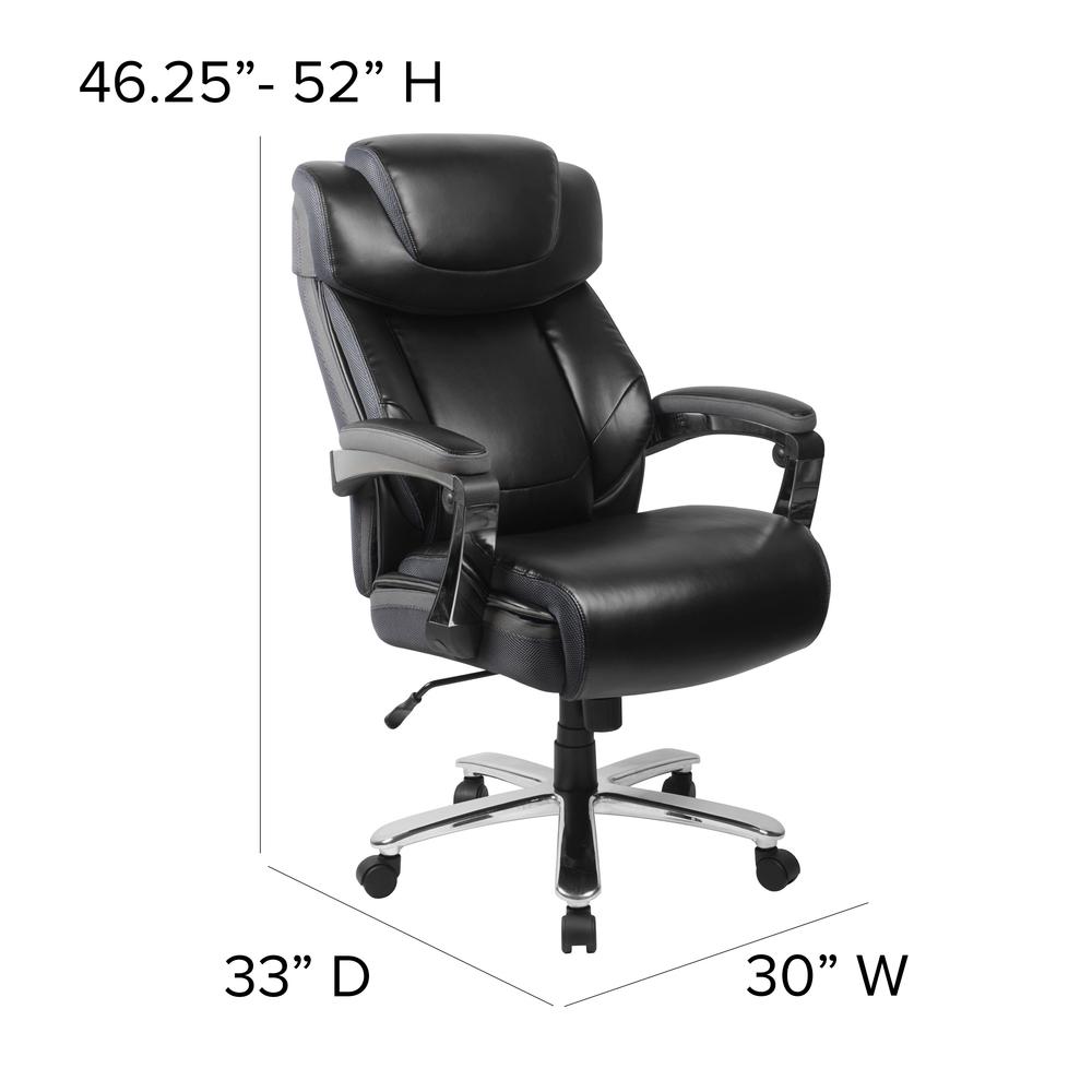 Big & Tall 500 lb. Rated Black LeatherSoft Executive Swivel Ergonomic Office Chair with Adjustable Headrest. Picture 2