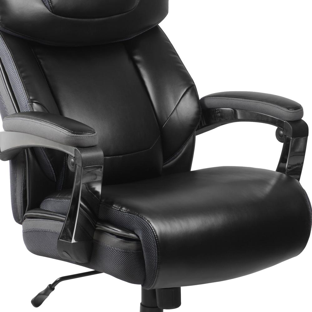 Big & Tall 500 lb. Rated Black LeatherSoft Executive Swivel Ergonomic Office Chair with Adjustable Headrest. Picture 6