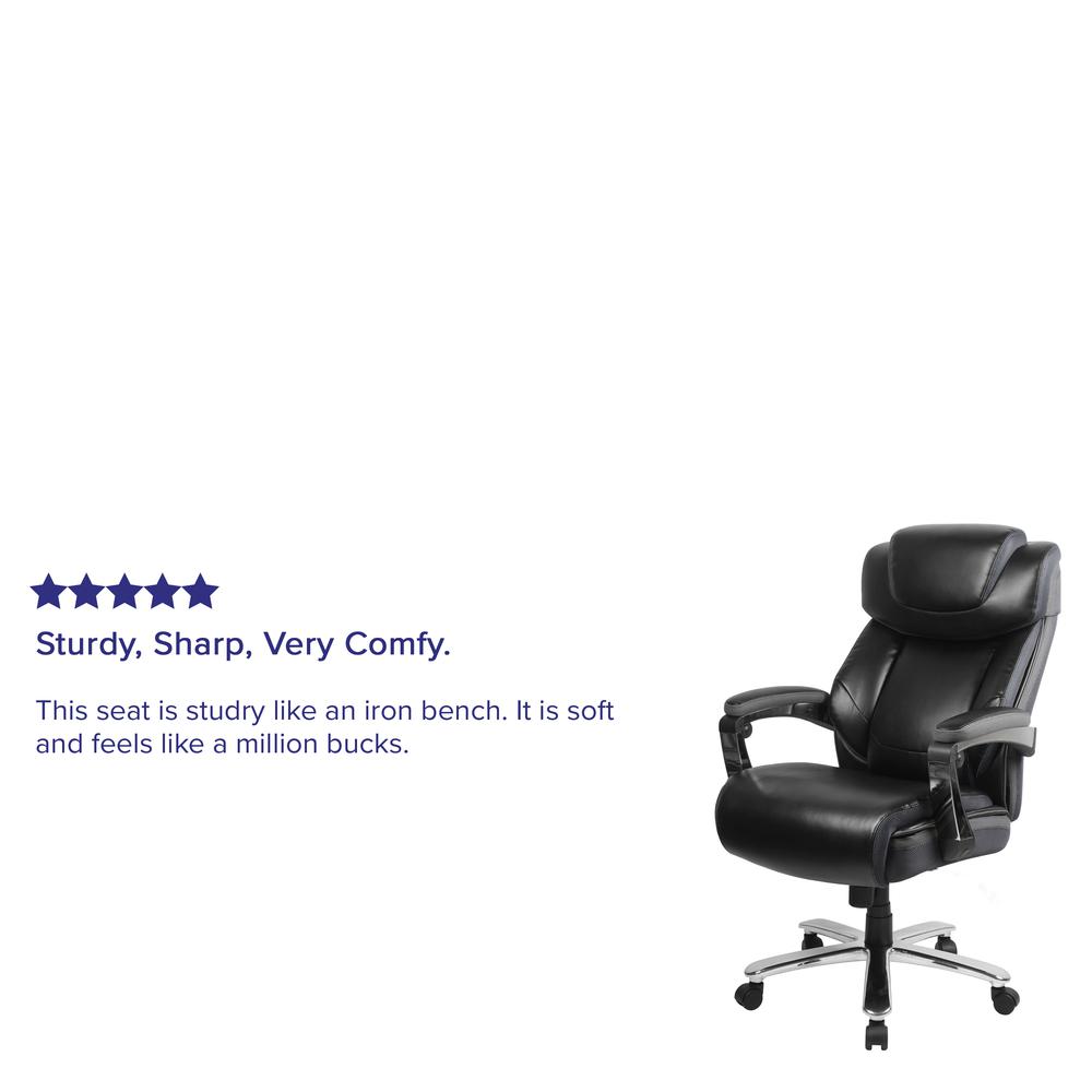 Big & Tall 500 lb. Rated Black LeatherSoft Executive Swivel Ergonomic Office Chair with Adjustable Headrest. Picture 9