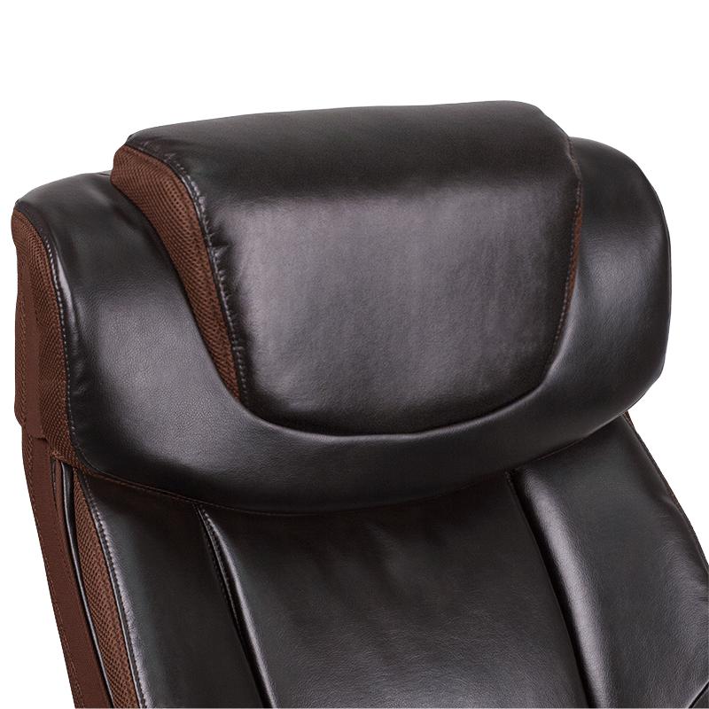 Big & Tall Office Chair | Brown LeatherSoft Executive Swivel Office Chair with Headrest and Wheels. Picture 5