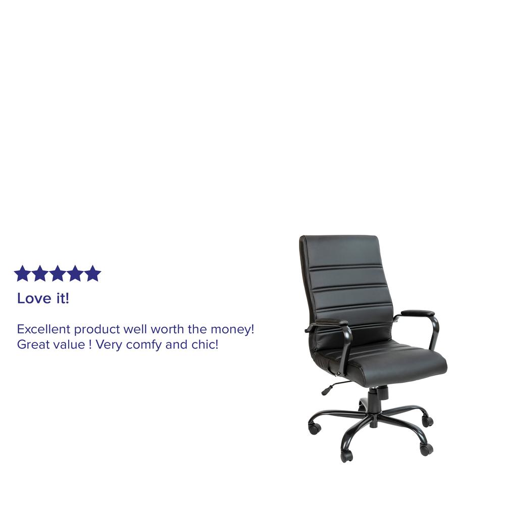 High Back Black LeatherSoft Executive Swivel Office Chair with Black Frame and Arms. Picture 5