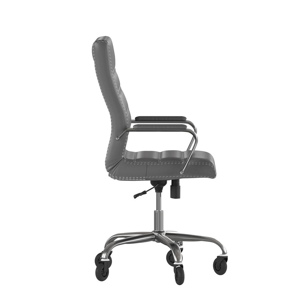 High Back Gray Executive Swivel Office Chair with Chrome Frame, Arms,. Picture 8