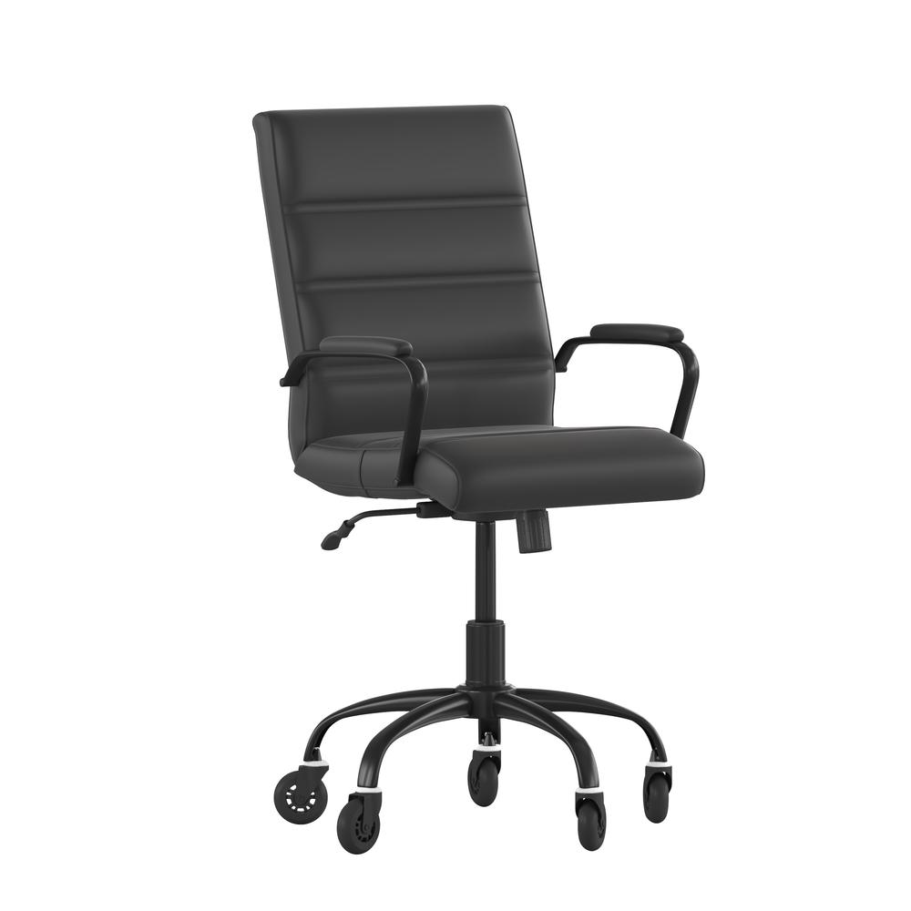 Mid-Back Black Executive Swivel Office Chair with Black Frame, Arms,. Picture 2