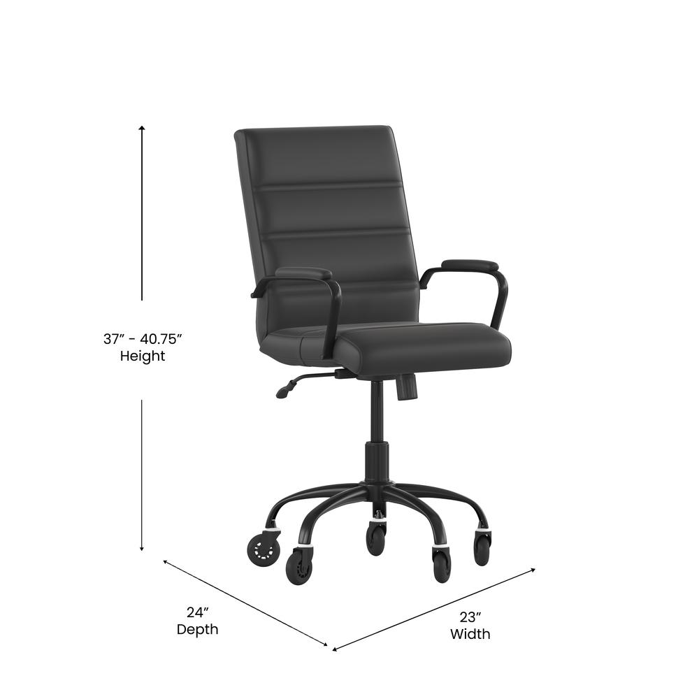 Mid-Back Black Executive Swivel Office Chair with Black Frame, Arms,. Picture 5