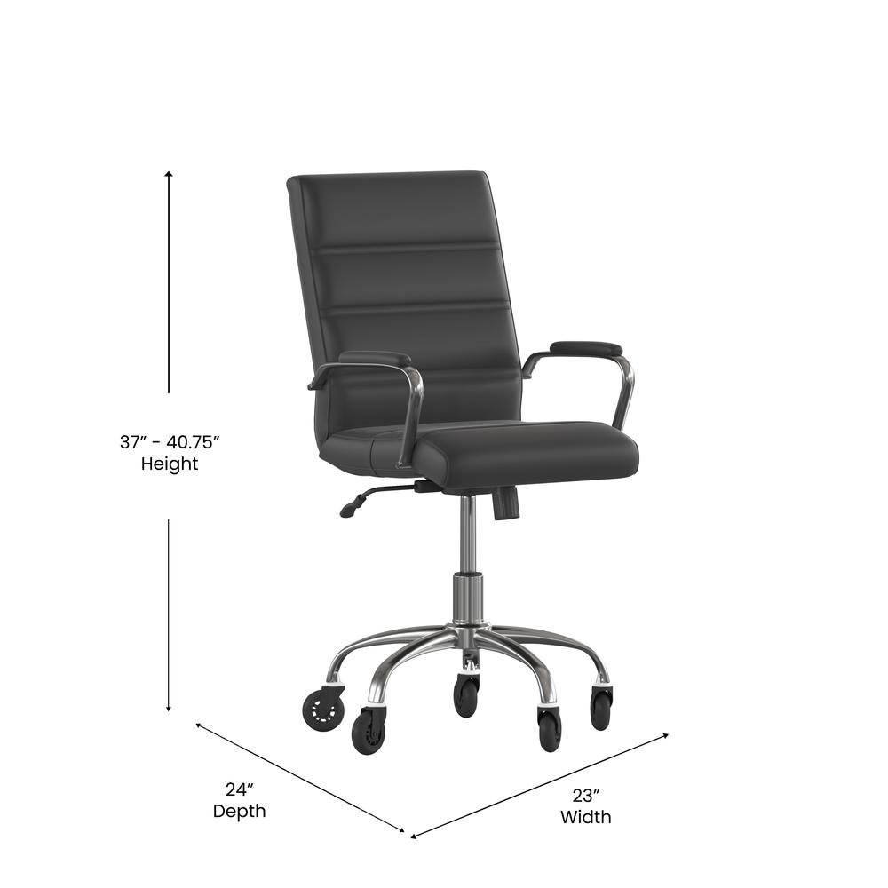 Mid-Back Black Executive Swivel Office Chair with Chrome Frame, Arms,. Picture 5