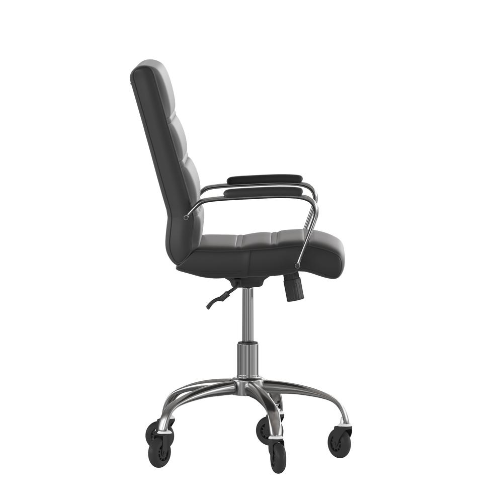 Mid-Back Black Executive Swivel Office Chair with Chrome Frame, Arms,. Picture 8