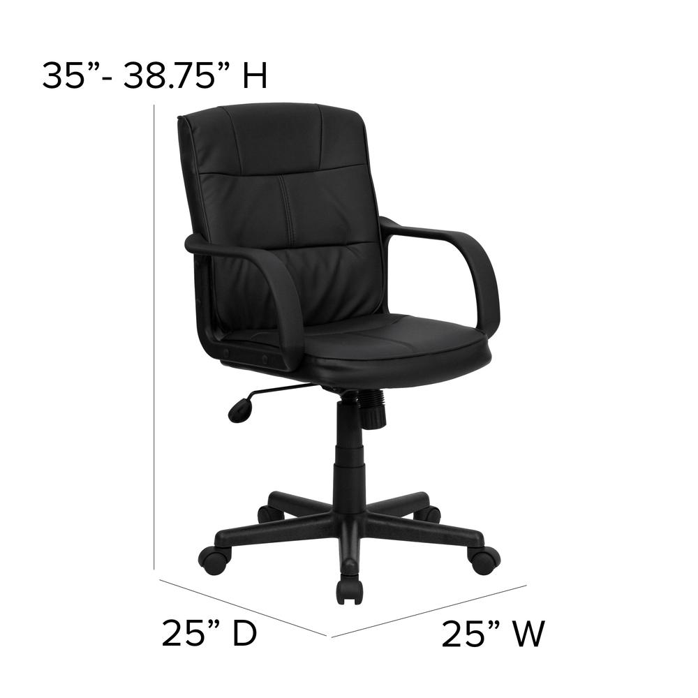 Mid-Back Black LeatherSoft Swivel Task Office Chair with Arms. Picture 2