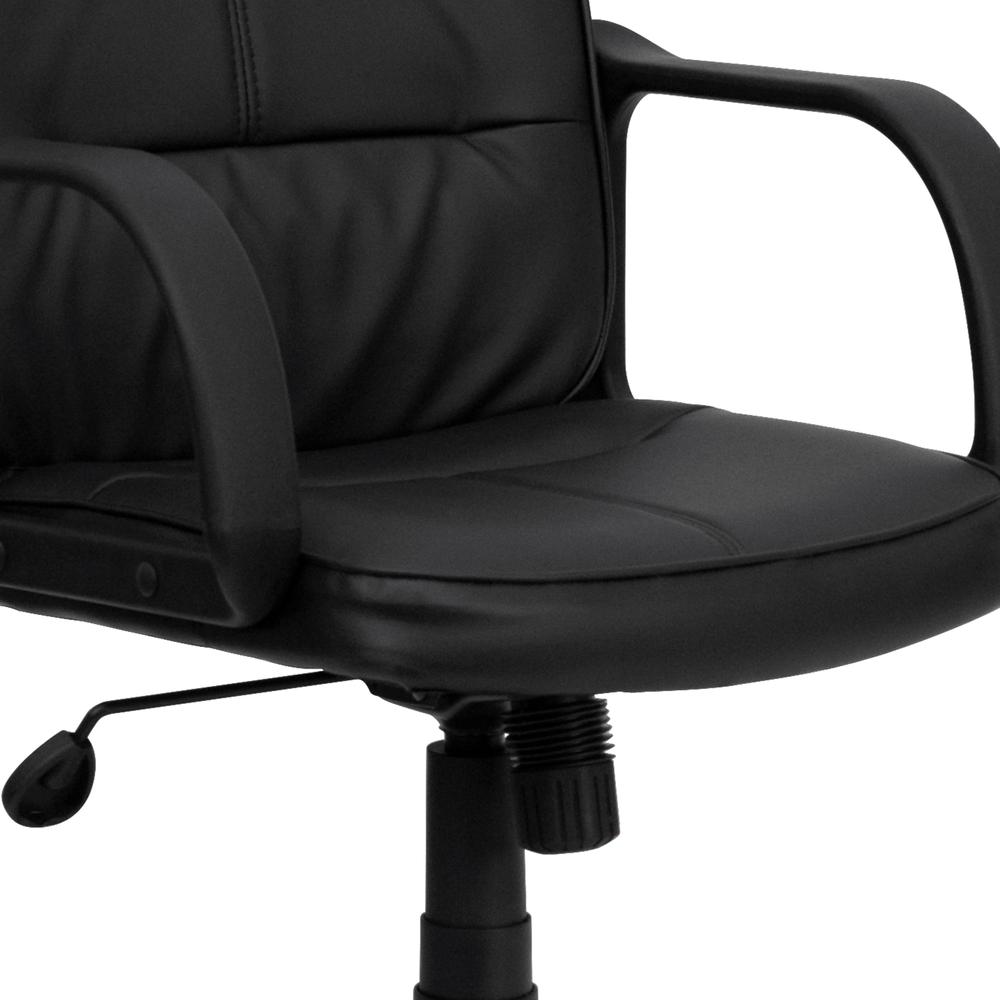 Mid-Back Black LeatherSoft Swivel Task Office Chair with Arms. Picture 7