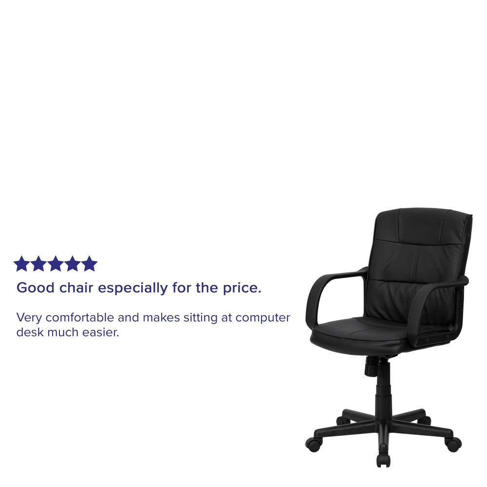 Mid-Back Black LeatherSoft Swivel Task Office Chair with Arms. Picture 10