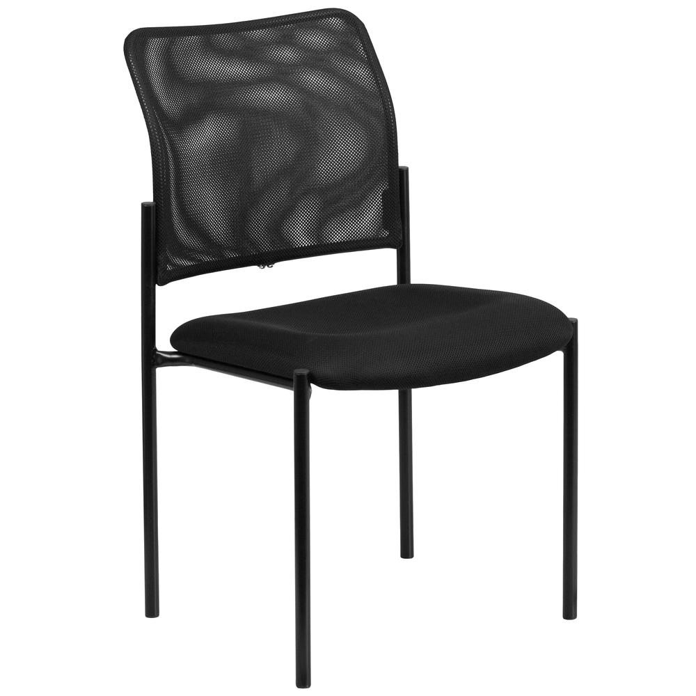 Comfort Black Mesh Stackable Steel Side Chair. Picture 1