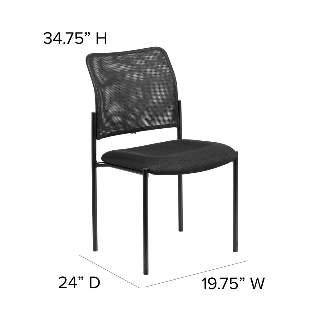 Comfort Black Mesh Stackable Steel Side Chair. Picture 2