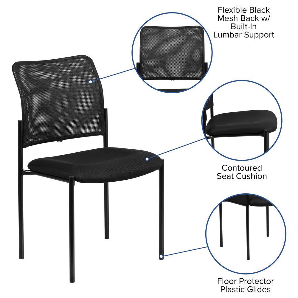Comfort Black Mesh Stackable Steel Side Chair. Picture 6