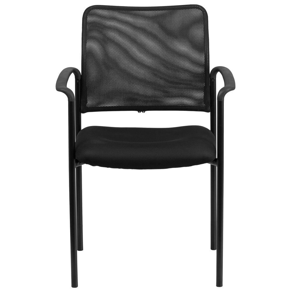 Comfort Black Mesh Stackable Steel Side Chair with Arms. Picture 5