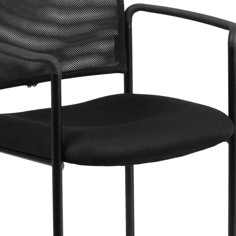 Comfort Black Mesh Stackable Steel Side Chair with Arms. Picture 7