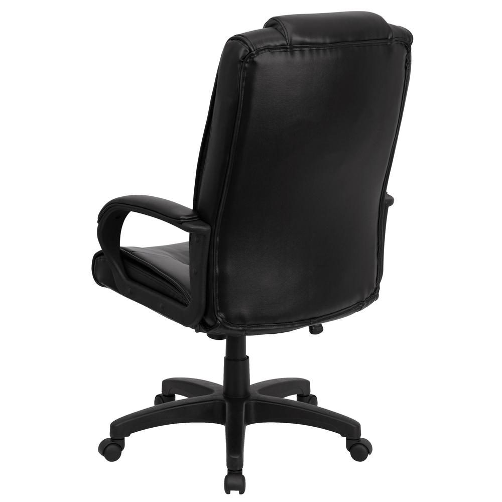 High Back Black LeatherSoft Executive Swivel Office Chair with Oversized Headrest and Arms. Picture 3