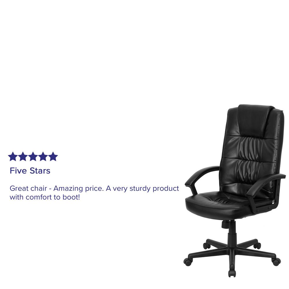 High Back Black LeatherSoft Soft Ripple Upholstered Executive Swivel Office Chair with Arms. Picture 5