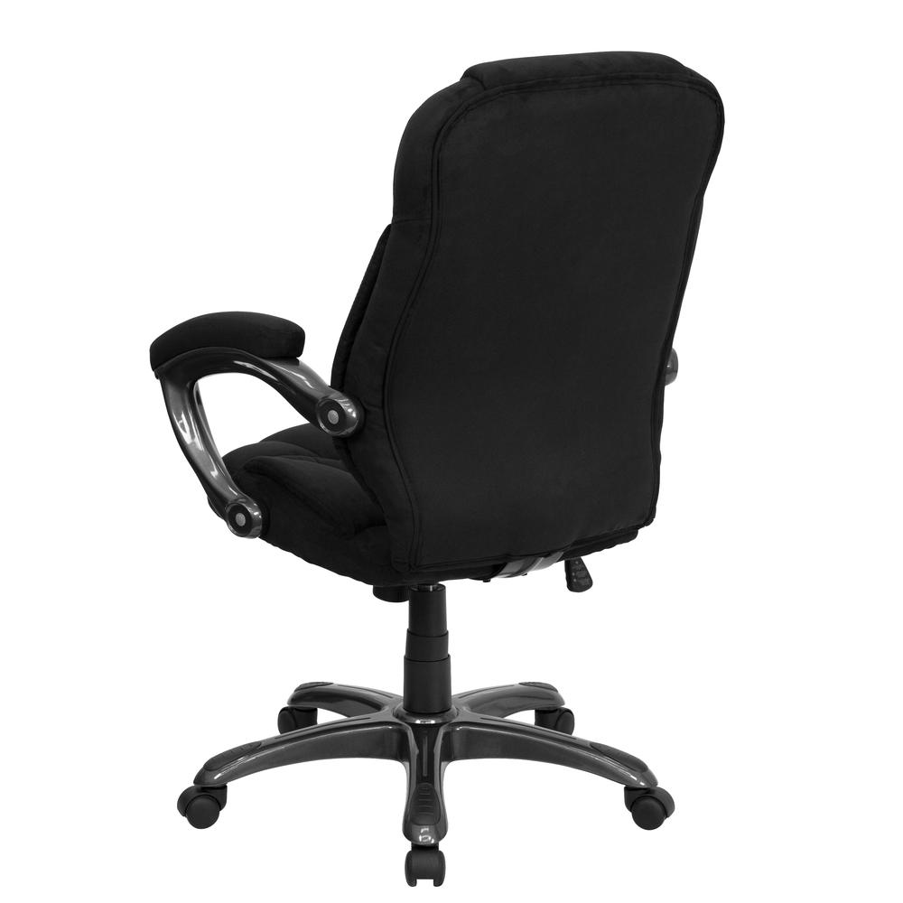 High Back Black Microfiber Contemporary Executive Swivel Ergonomic Office Chair with Arms. Picture 4