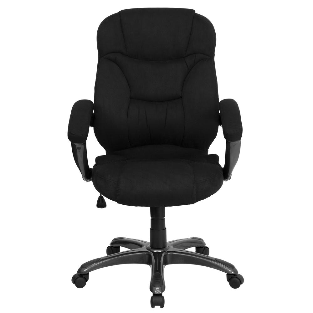 High Back Black Microfiber Contemporary Executive Swivel Ergonomic Office Chair with Arms. Picture 5