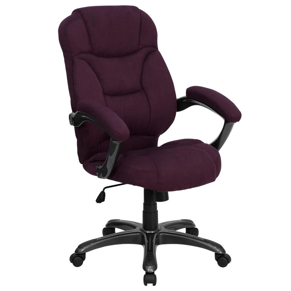High Back Grape Microfiber Contemporary Executive Swivel Ergonomic Office Chair with Arms. Picture 1