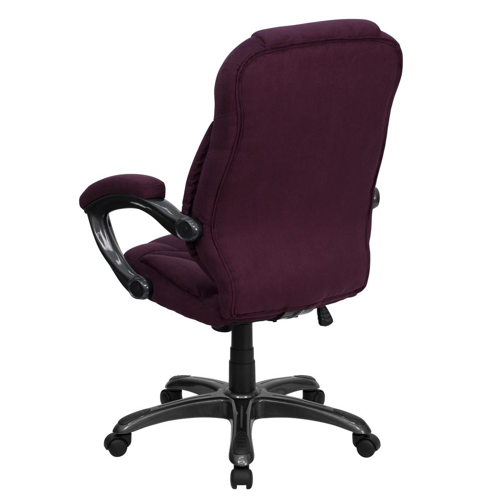 High Back Grape Microfiber Contemporary Executive Swivel Ergonomic Office Chair with Arms. Picture 3