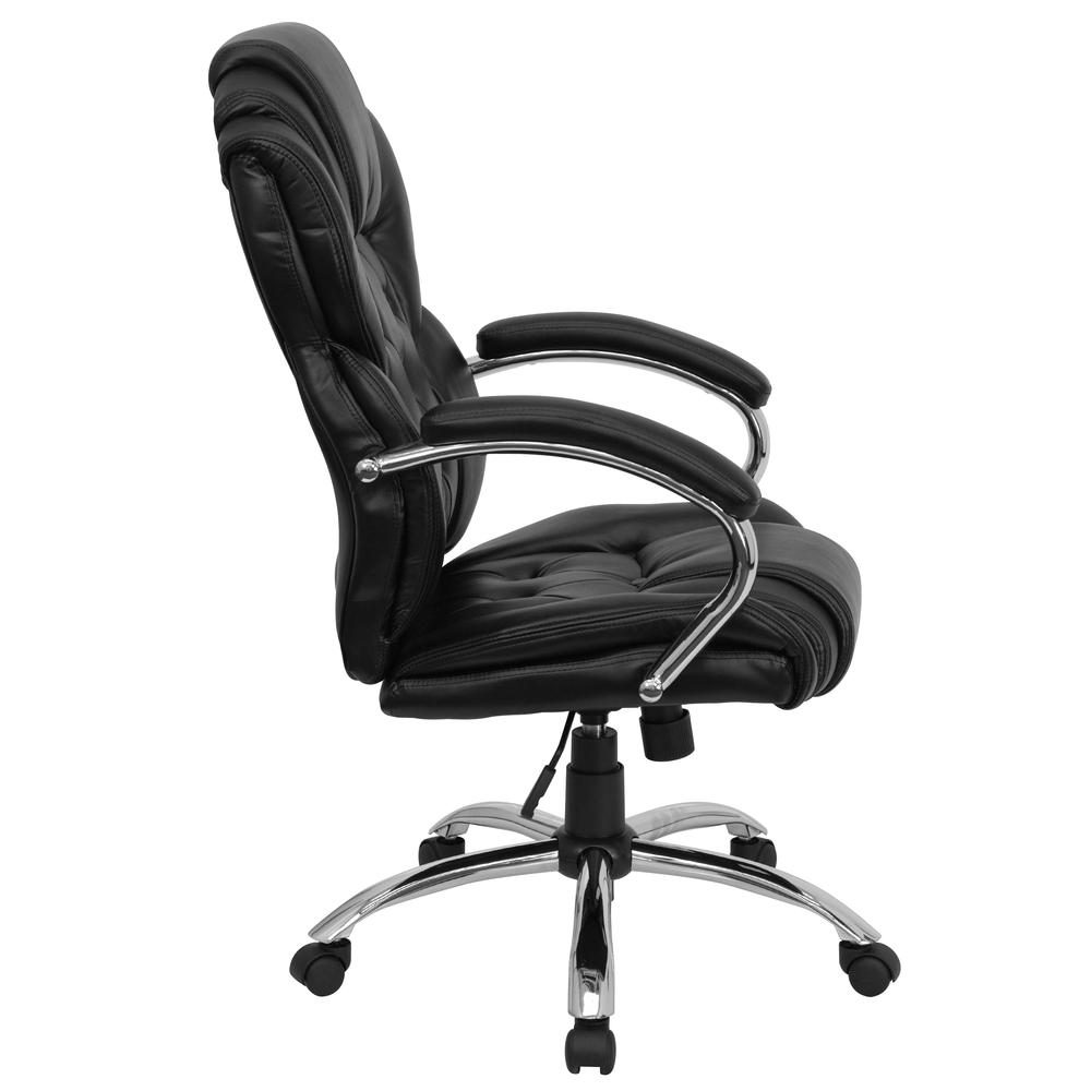High Back Transitional Style Black LeatherSoft Executive Swivel Office Chair with Arms. Picture 2