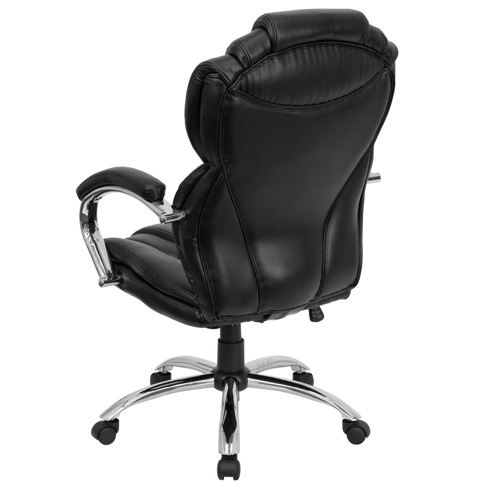 High Back Transitional Style Black LeatherSoft Executive Swivel Office Chair with Arms. Picture 3
