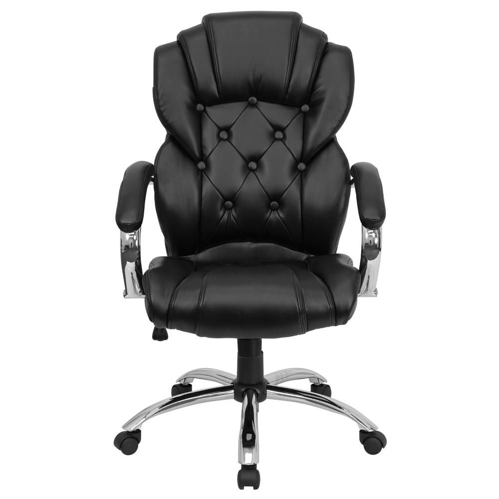 High Back Transitional Style Black LeatherSoft Executive Swivel Office Chair with Arms. Picture 4