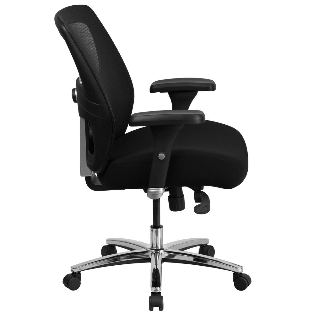 24/7 Intensive Use Big & Tall 500 lb. Rated Black Mesh Executive Ergonomic Office Chair with Ratchet Back. Picture 3