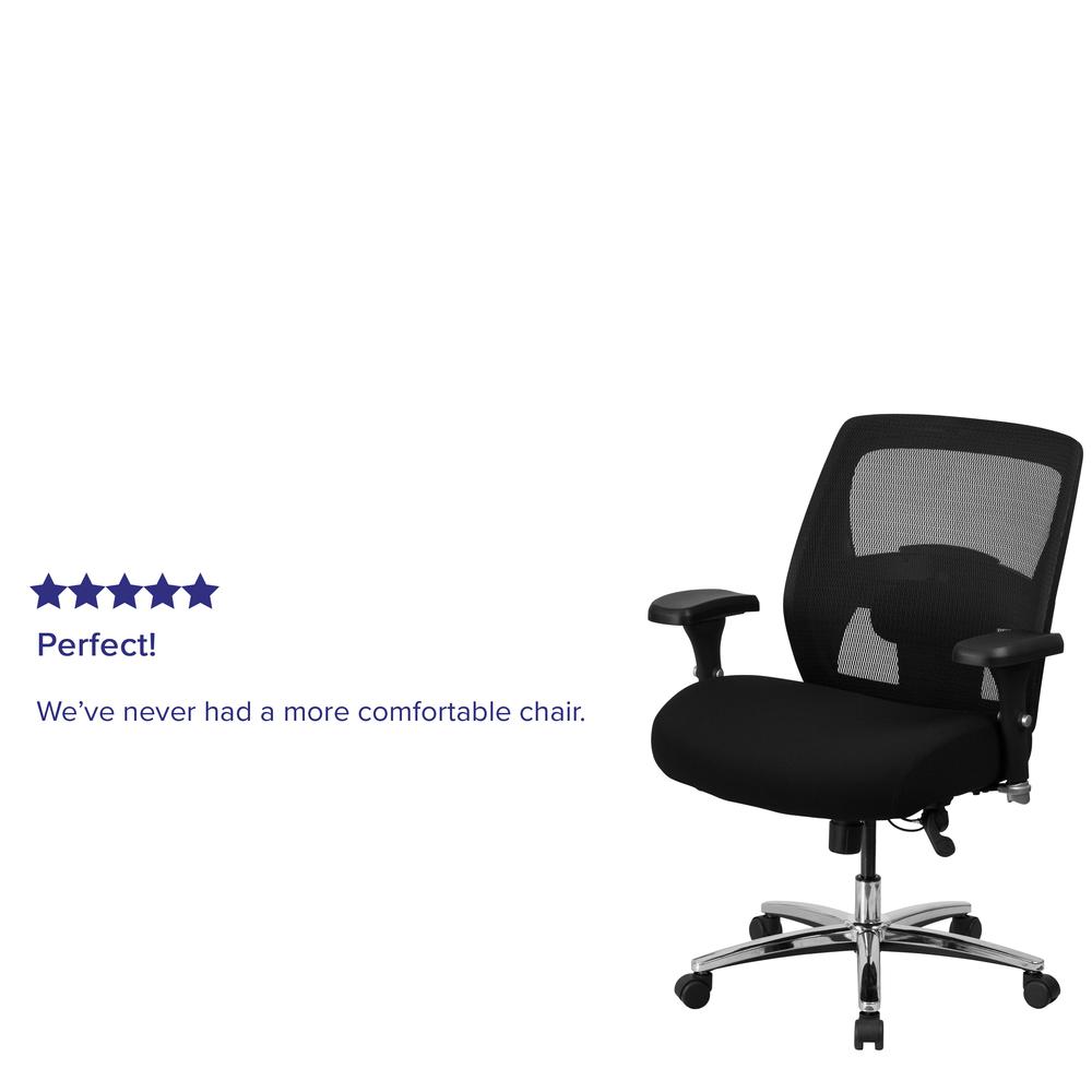 24/7 Intensive Use Big & Tall 500 lb. Rated Black Mesh Executive Ergonomic Office Chair with Ratchet Back. Picture 10