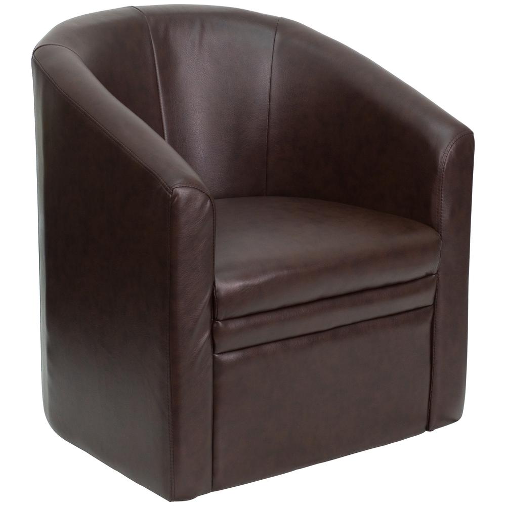 Brown LeatherSoft Barrel-Shaped Guest Chair. Picture 1