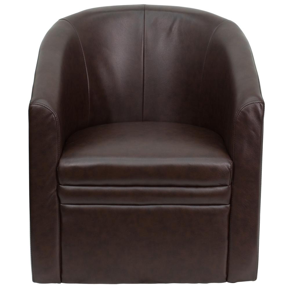Brown LeatherSoft Barrel-Shaped Guest Chair. Picture 4