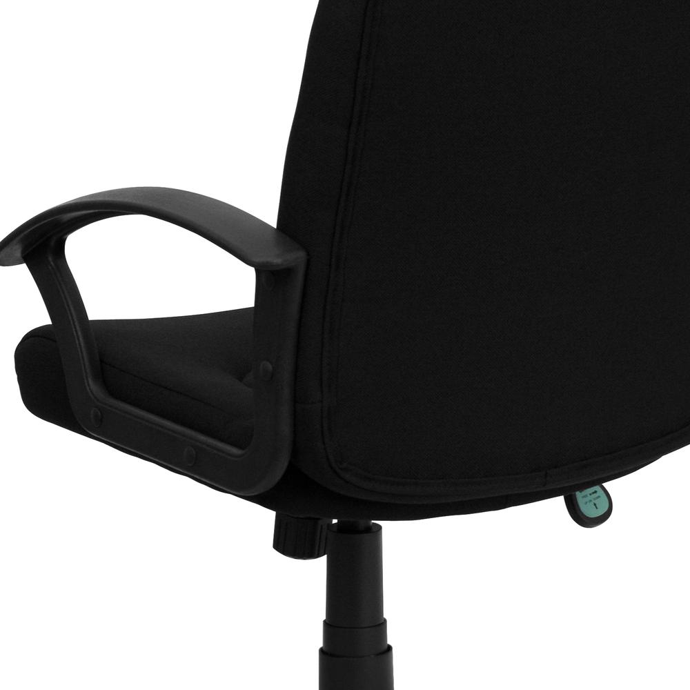 Mid-Back Black Fabric Executive Swivel Office Chair with Nylon Arms. Picture 8