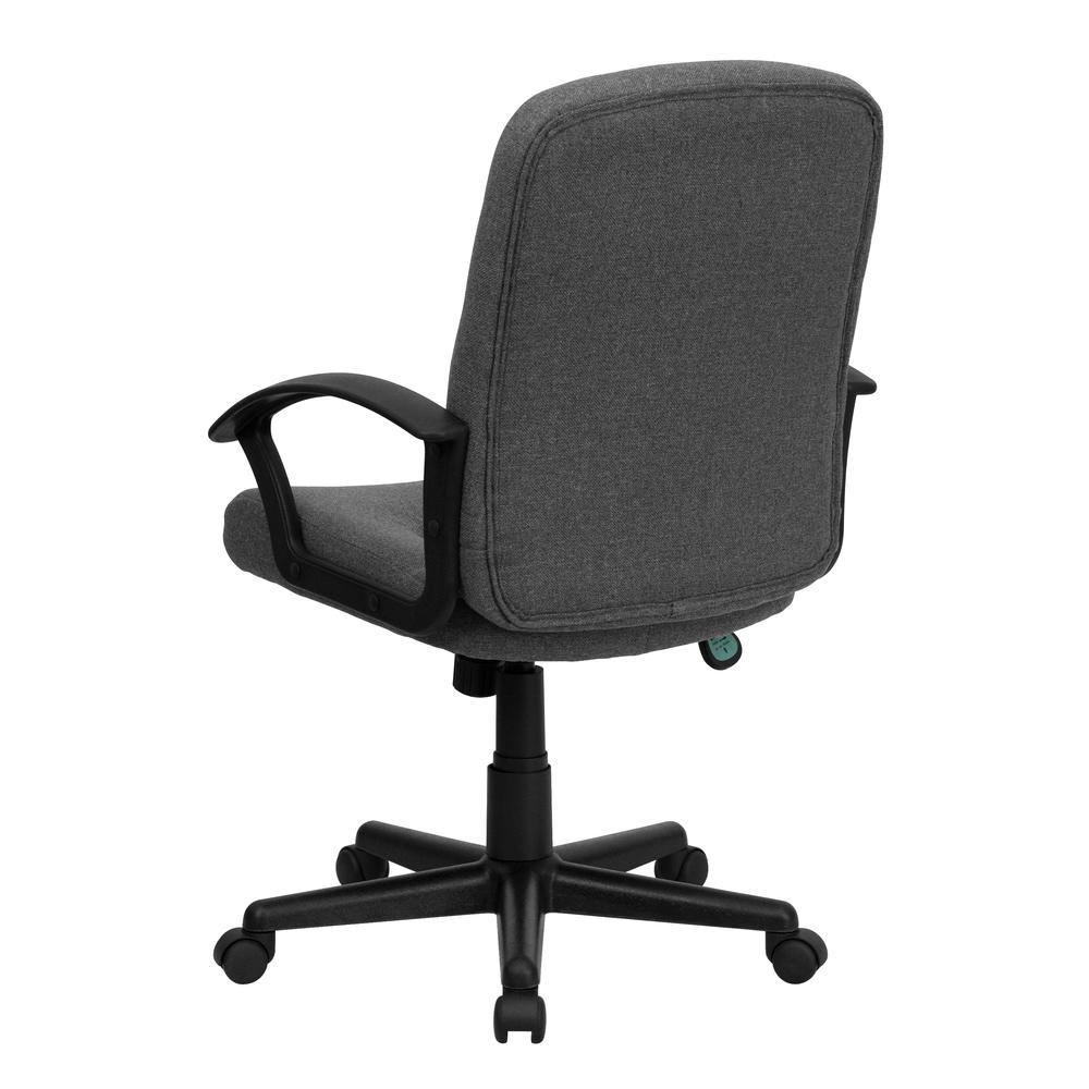 Mid-Back Gray Fabric Executive Swivel Office Chair with Nylon Arms. Picture 4