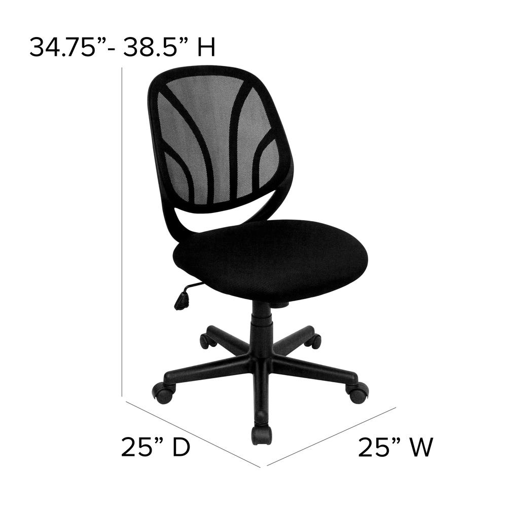 Y-GO Office Chair™ Mid-Back Black Mesh Swivel Task Office Chair. Picture 2