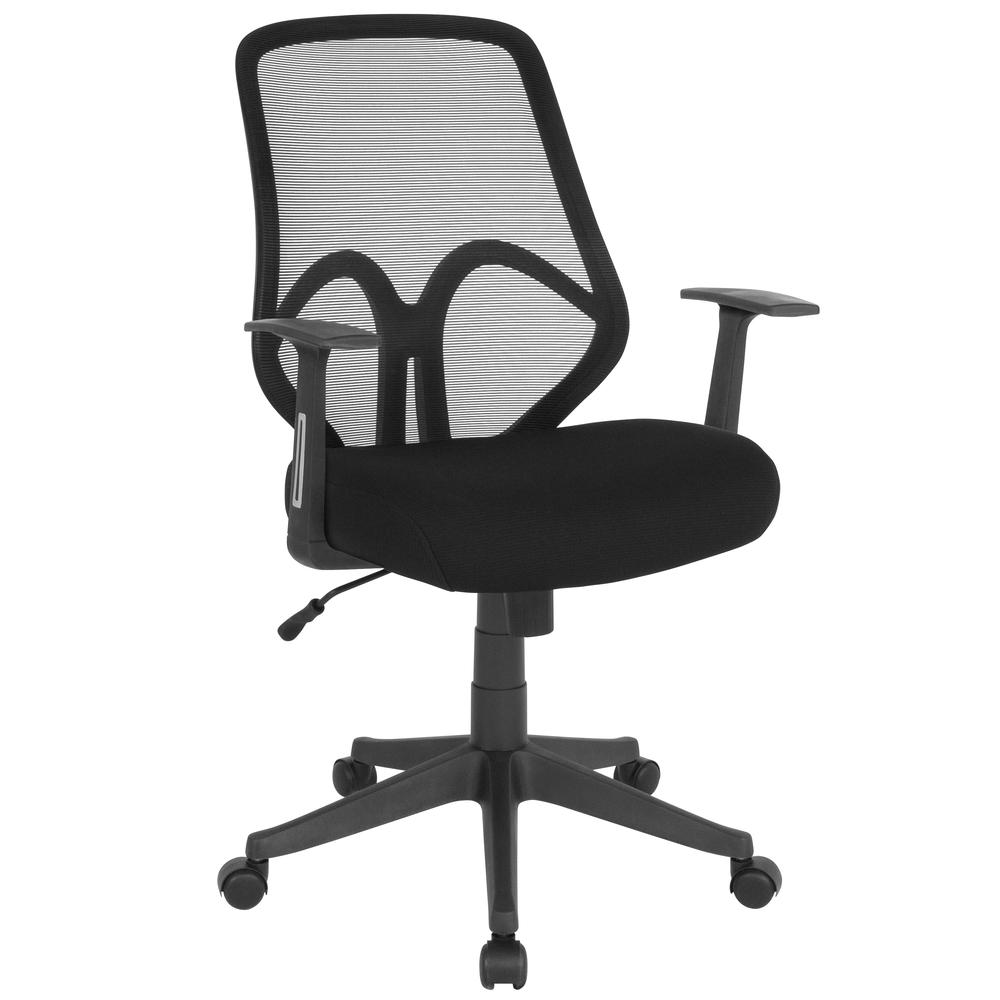 High Back Black Mesh Office Chair with Arms. The main picture.