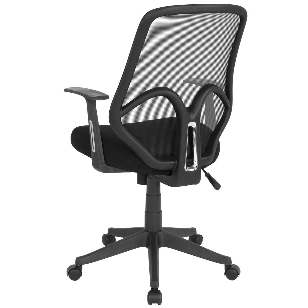 High Back Black Mesh Office Chair with Arms. Picture 3