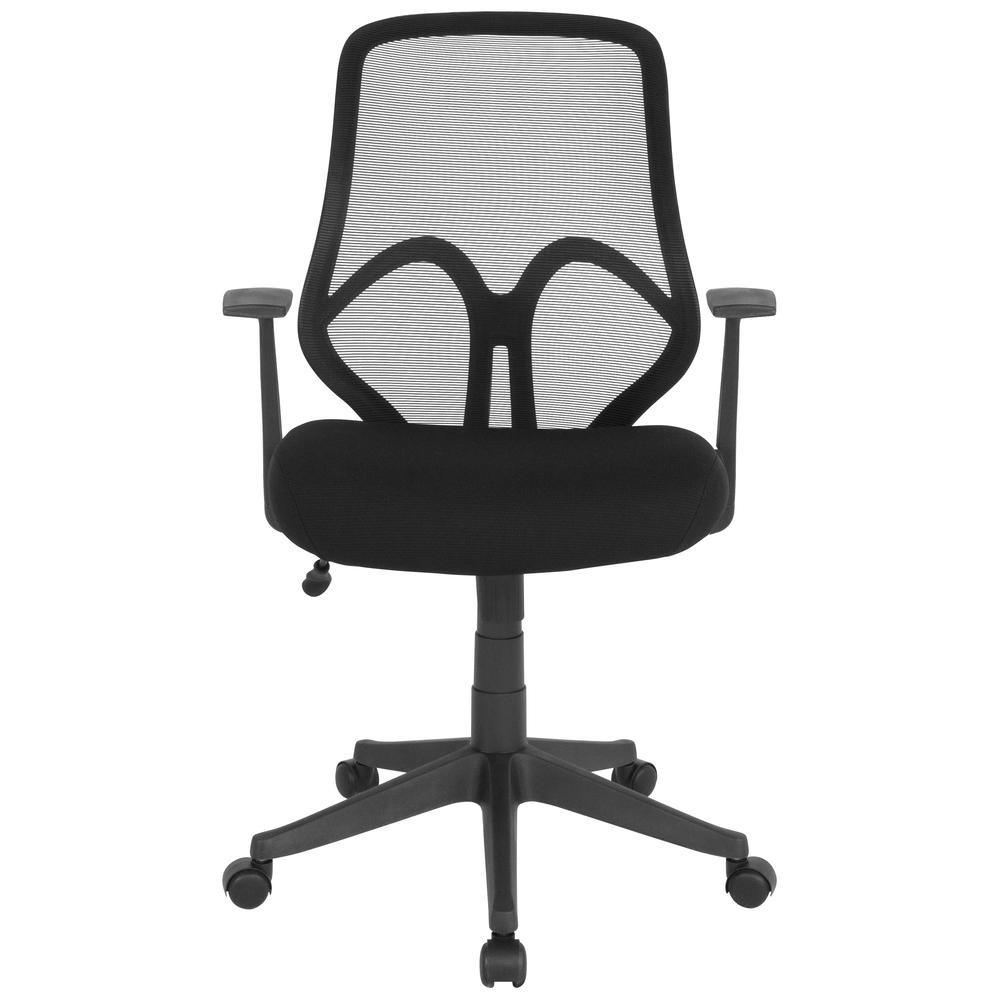 High Back Black Mesh Office Chair with Arms. Picture 4