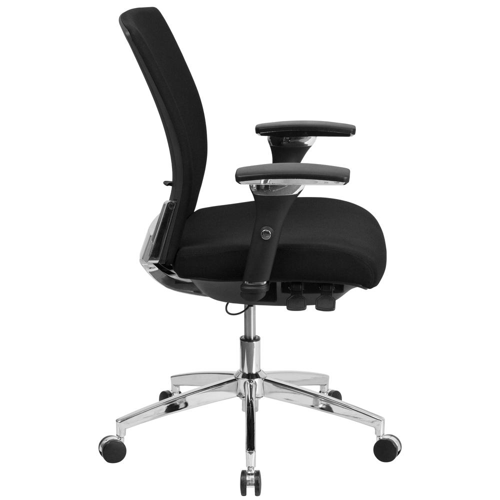 24/7 Intensive Use 300 lb. Rated Black Fabric Multifunction Ergonomic Office Chair with Seat Slider. Picture 2