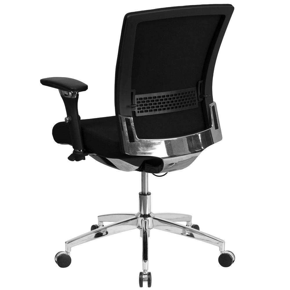 24/7 Intensive Use 300 lb. Rated Black Fabric Multifunction Ergonomic Office Chair with Seat Slider. Picture 3