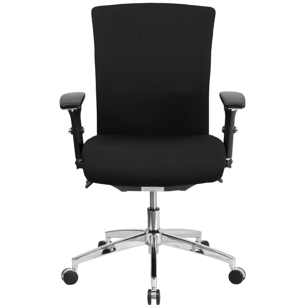 24/7 Intensive Use 300 lb. Rated Black Fabric Multifunction Ergonomic Office Chair with Seat Slider. Picture 4