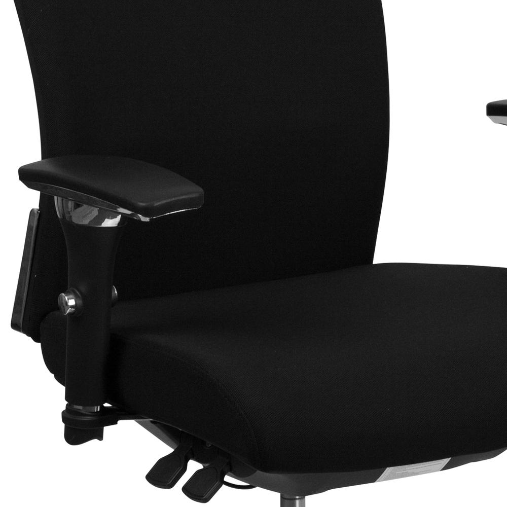 24/7 Intensive Use 300 lb. Rated Black Fabric Multifunction Ergonomic Office Chair with Seat Slider. Picture 5