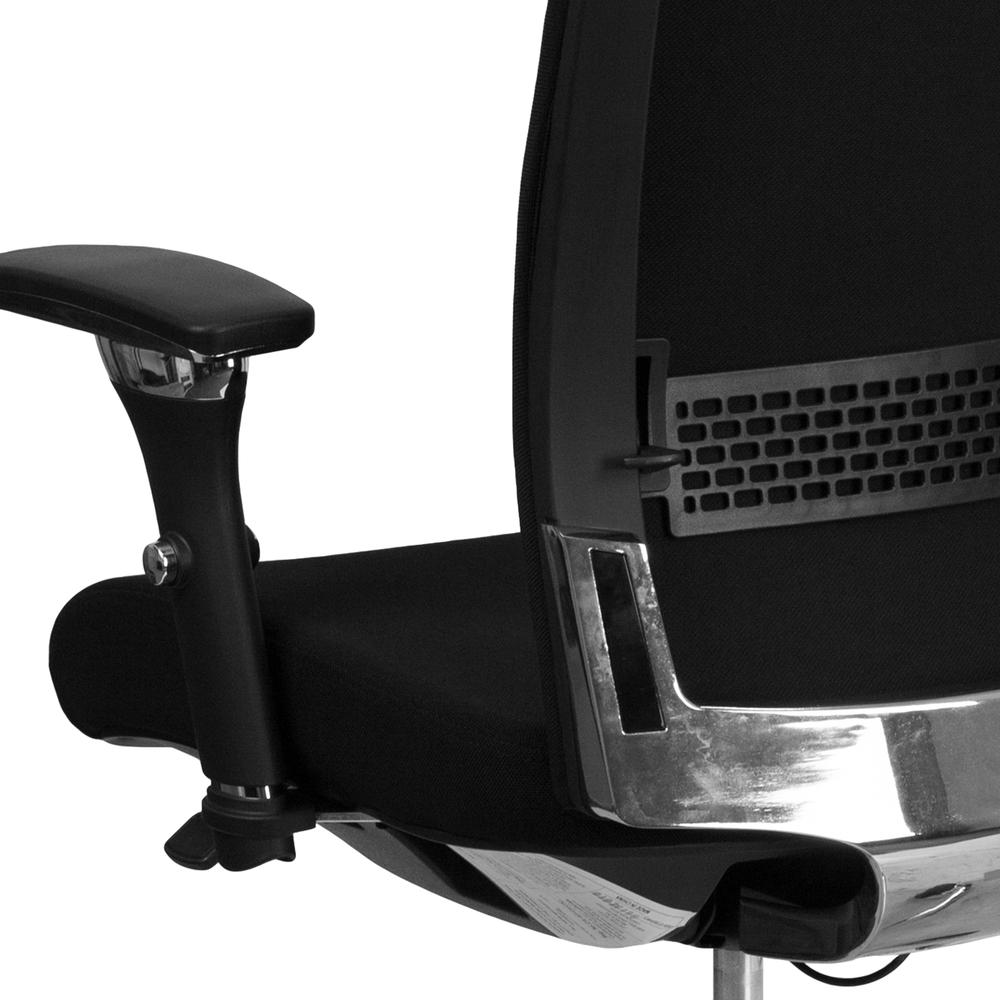 24/7 Intensive Use 300 lb. Rated Black Fabric Multifunction Ergonomic Office Chair with Seat Slider. Picture 6
