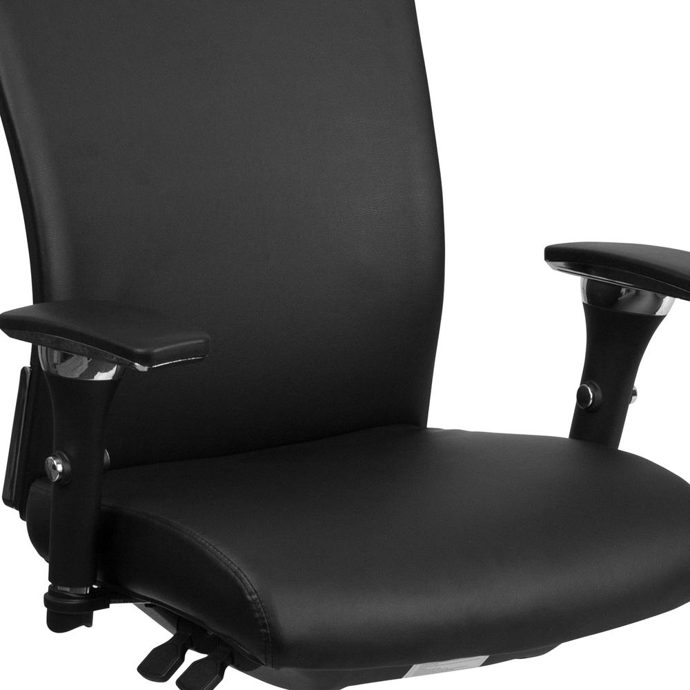 24/7 Intensive Use 300 lb. Rated Mid-Back Black LeatherSoft Multifunction Ergonomic Office Chair with Seat Slider and Adjustable Lumbar. Picture 5